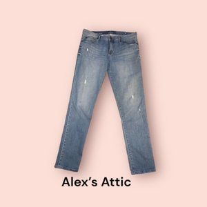 Ann Taylor Loft Jeans Womens Size 6 Relaxed Distress Skinny Mid Rise Zip Fly pre